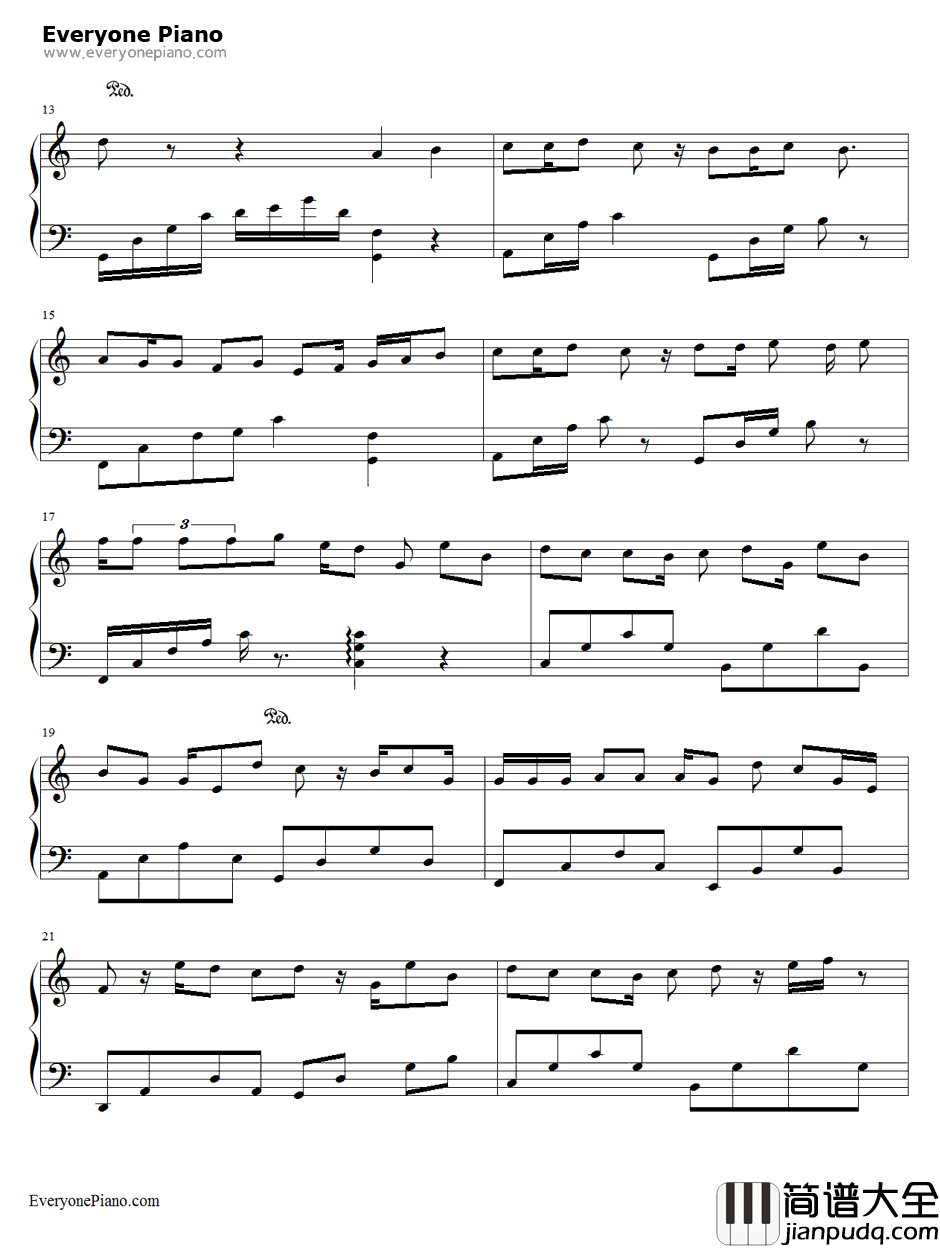 习惯两个人钢琴谱_言承旭