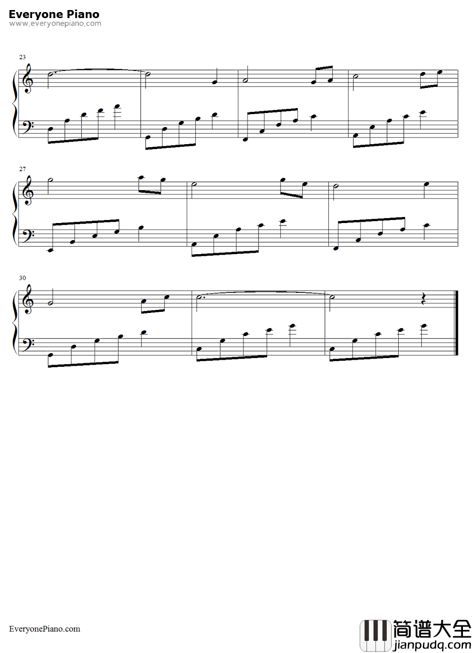 初恋的地方钢琴谱_邓丽君