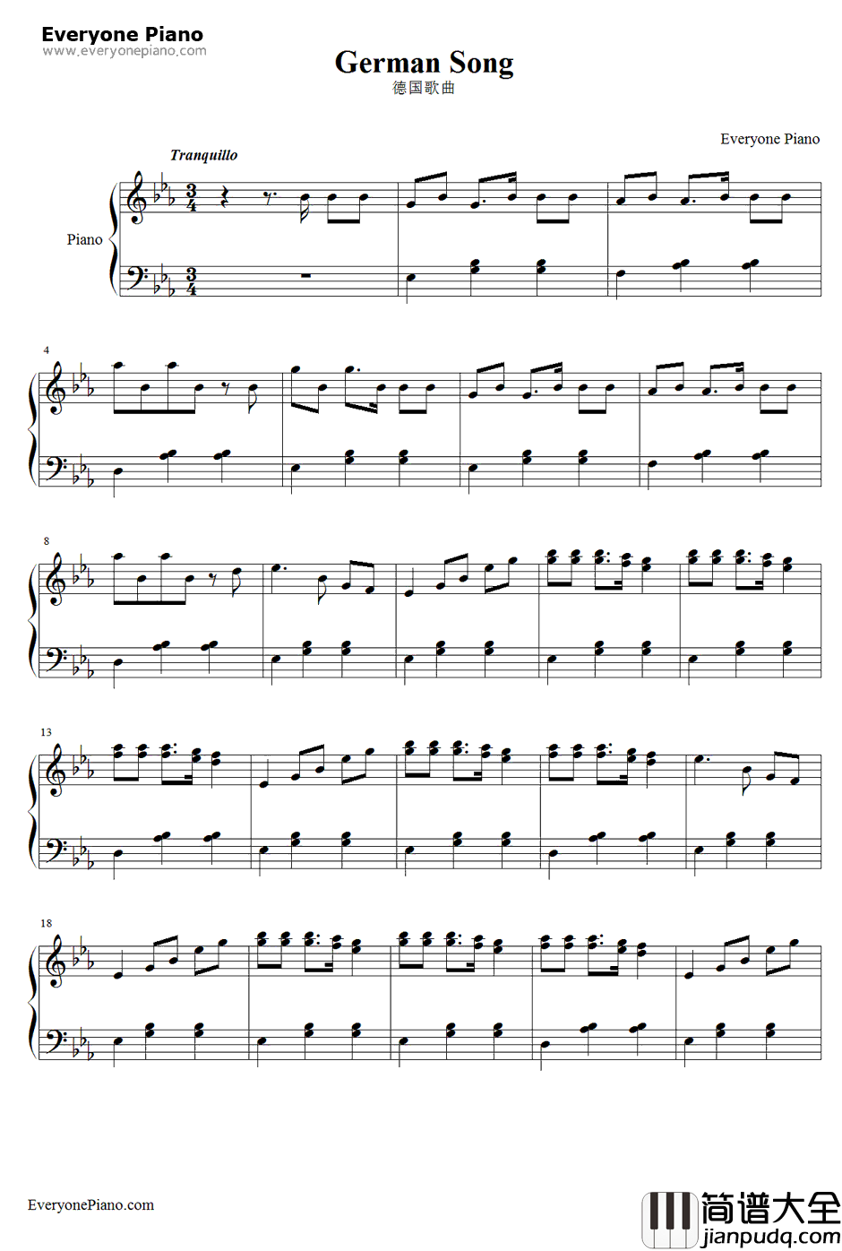 德国歌曲钢琴谱_柴可夫斯基
