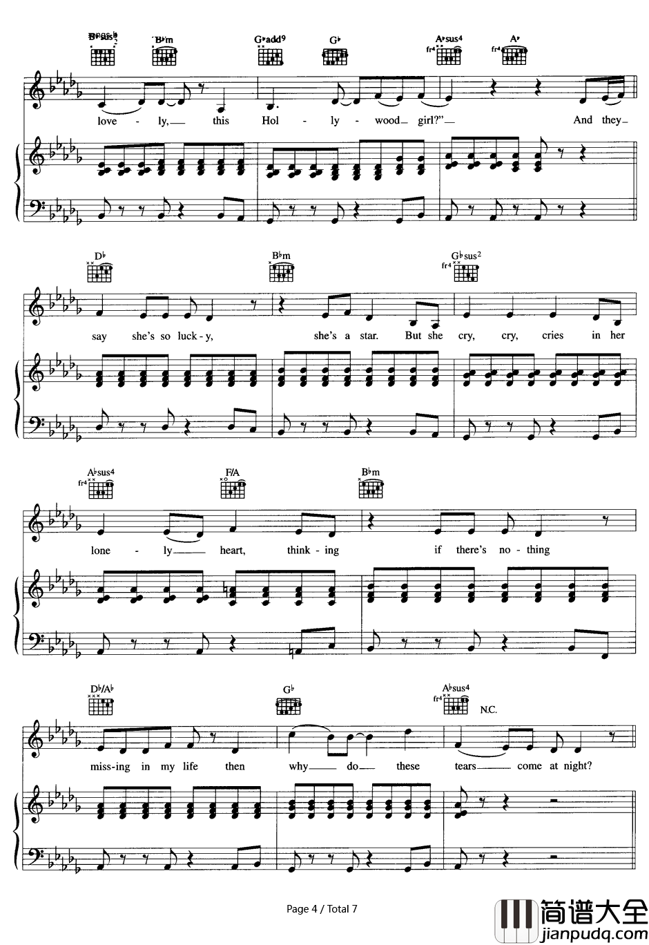 Lucky钢琴谱_Britney_Spears