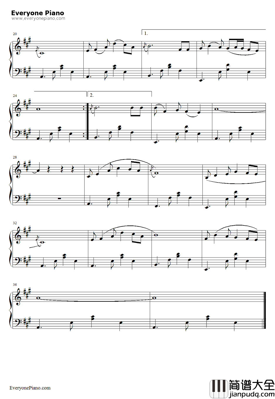 乡恋钢琴谱_李谷一