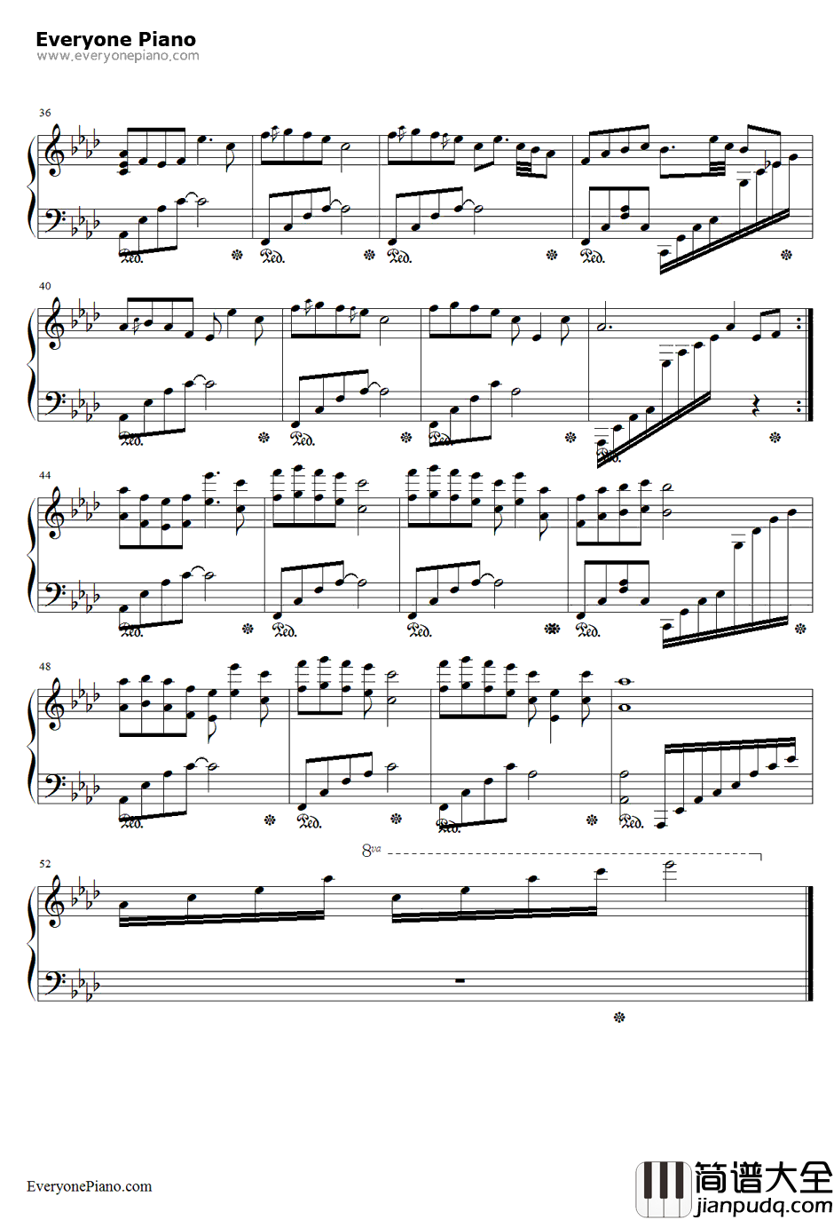 爱江山更爱美人钢琴谱_李丽芬_倚天屠龙记ED