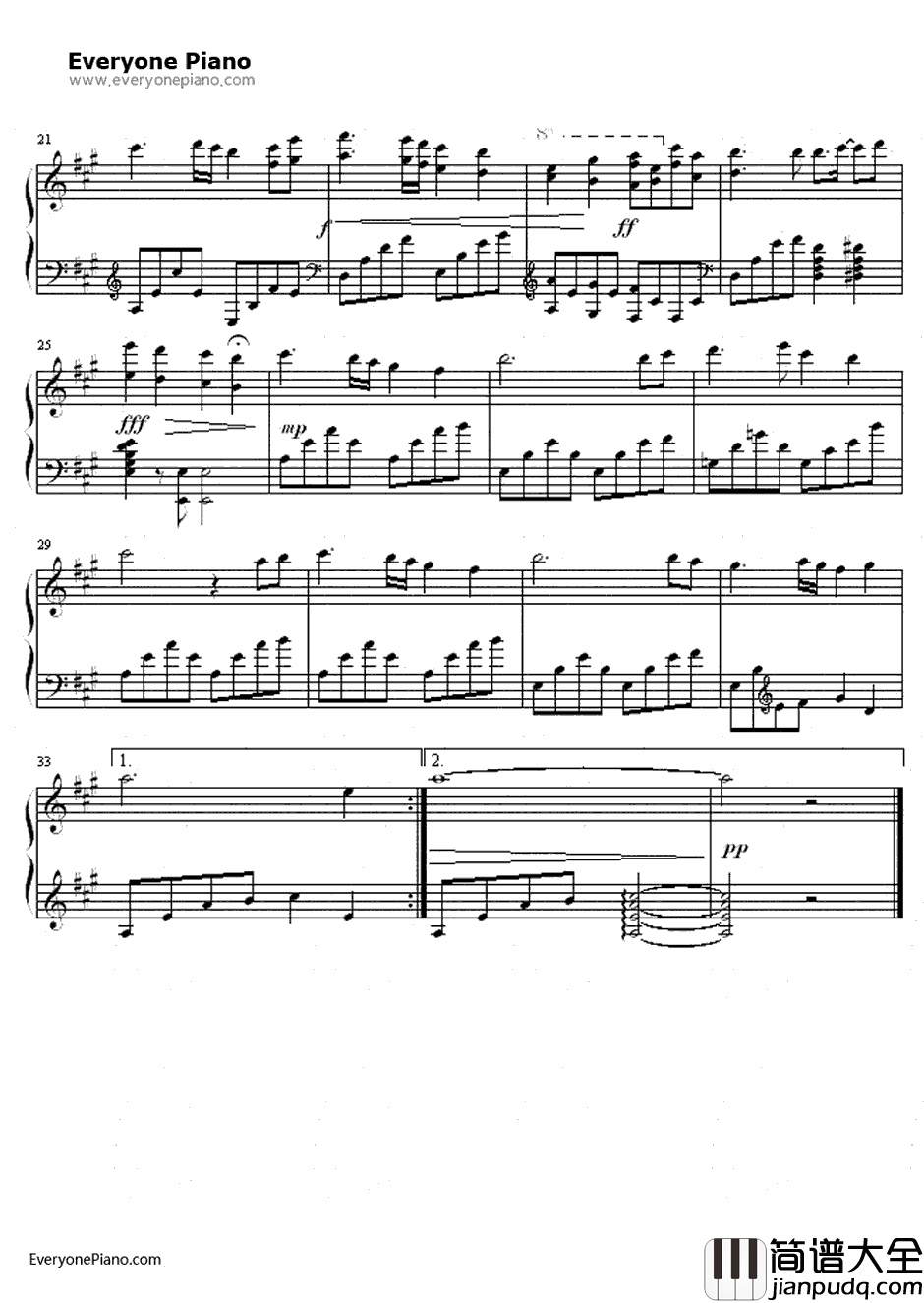 Eternity钢琴谱_KID_秋之回忆1BGM