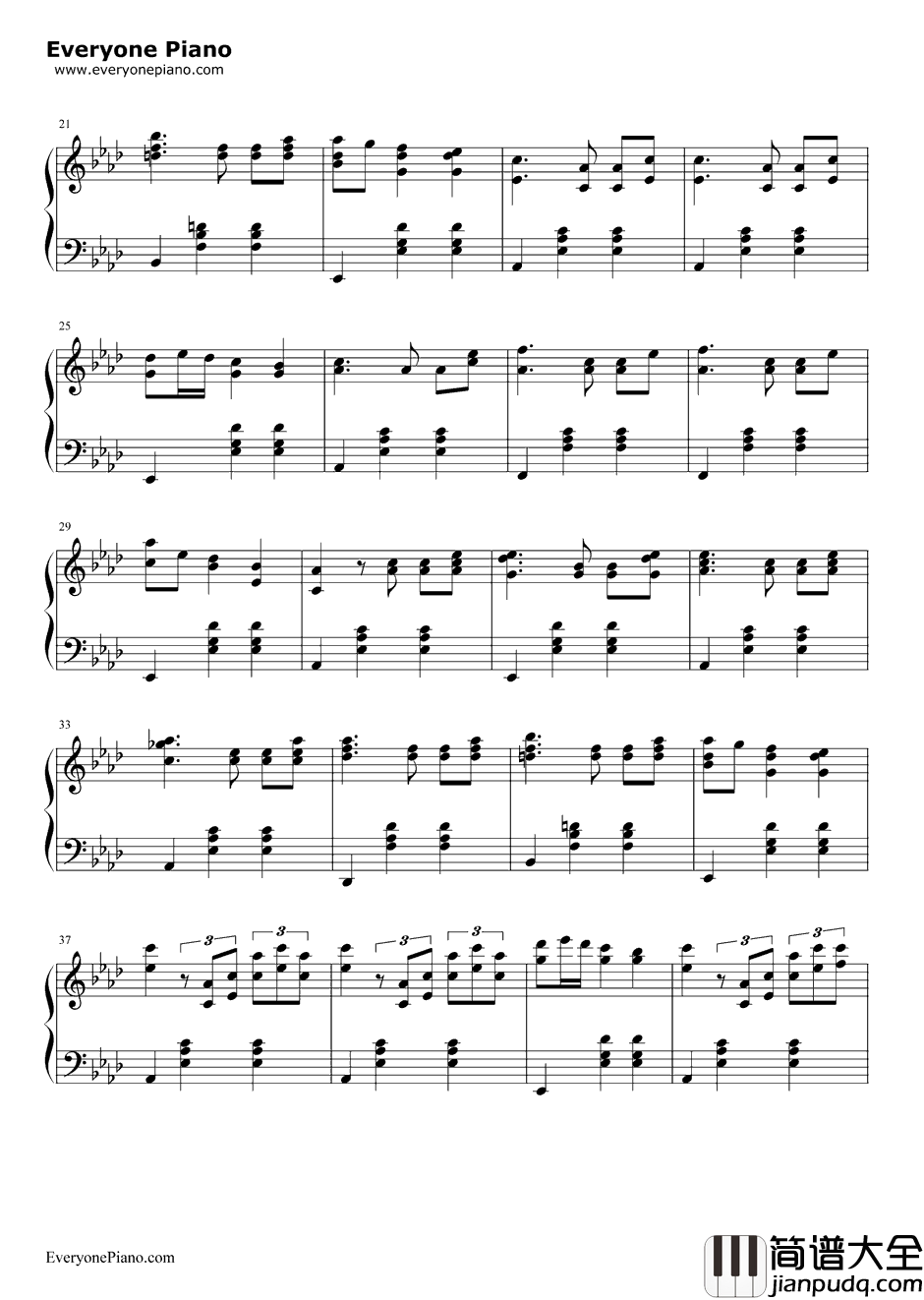 降A大调圆舞曲钢琴谱_勃拉姆斯