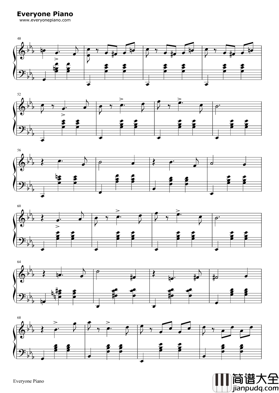 降E大调圆舞曲钢琴谱_柴可夫斯基