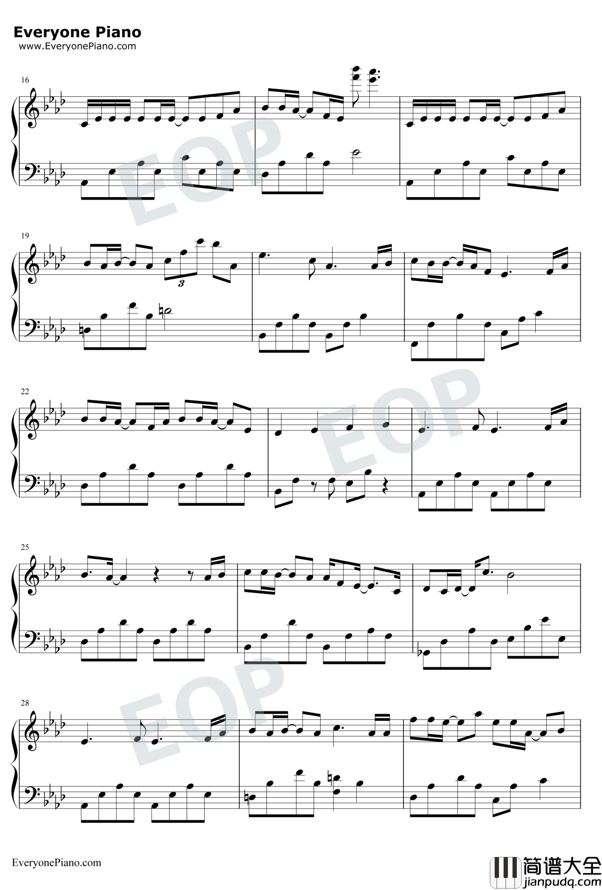 My_Sunshine钢琴谱_张杰_何以笙箫默主题曲