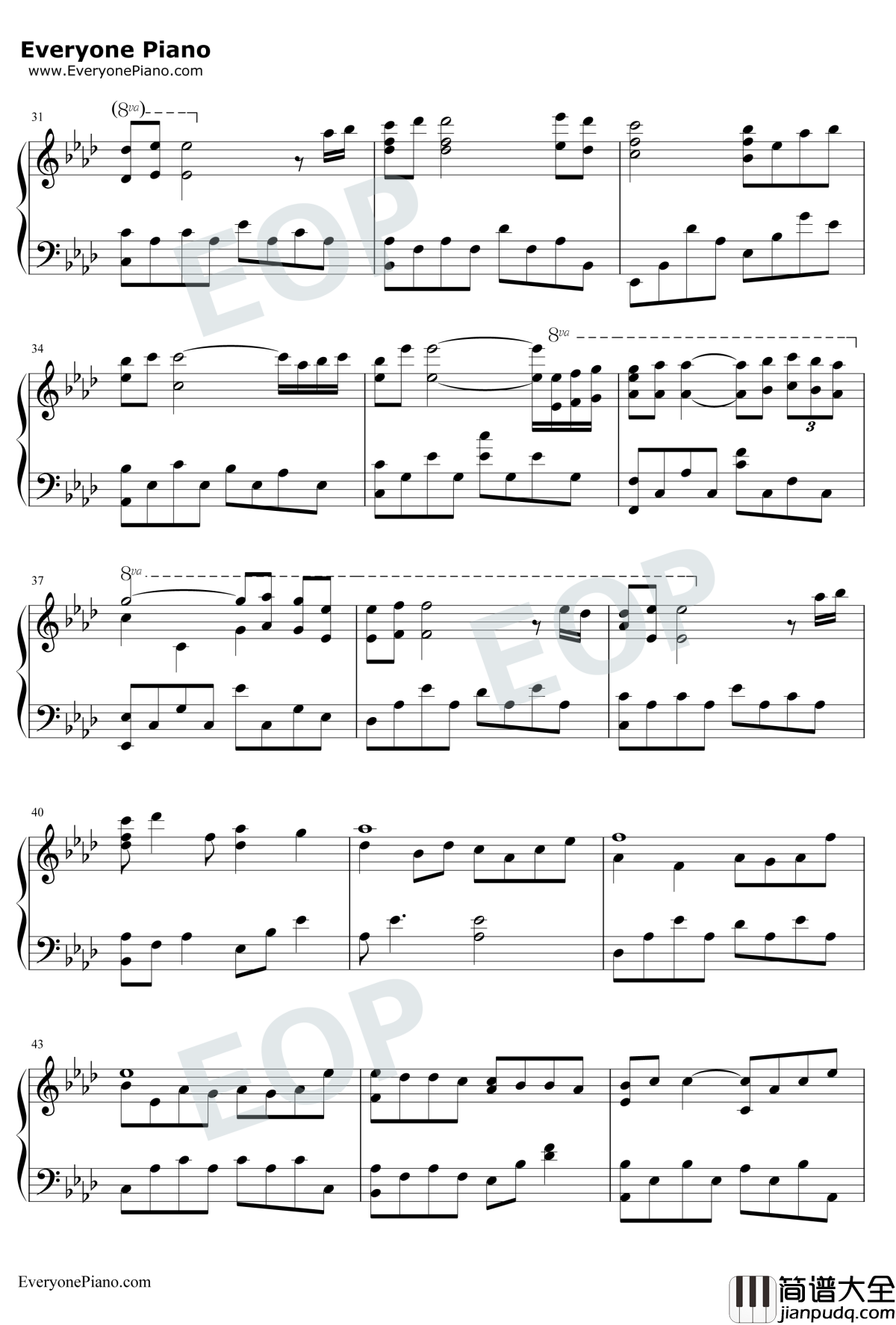 Kiss_the_Rain原版钢琴谱_李闰珉_雨的印记