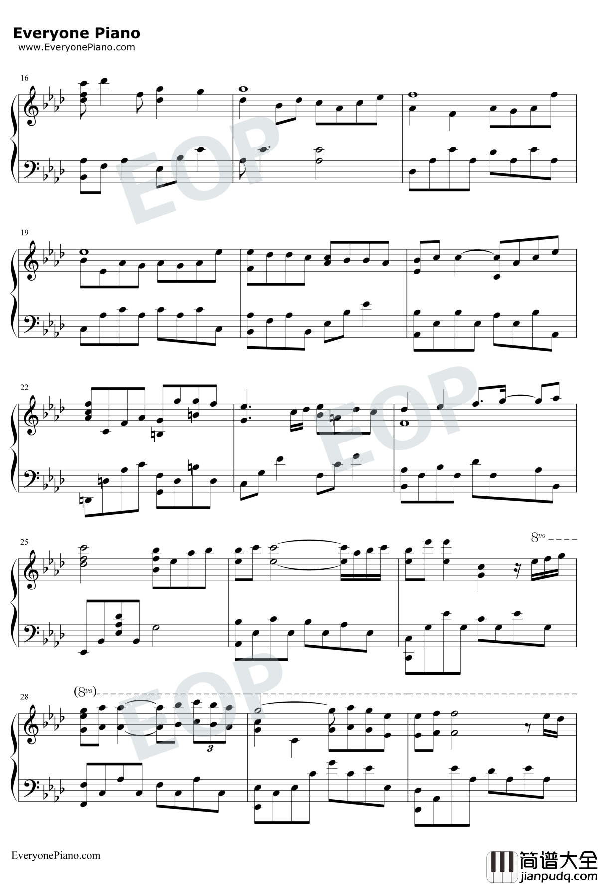 Kiss_the_Rain原版钢琴谱_李闰珉_雨的印记