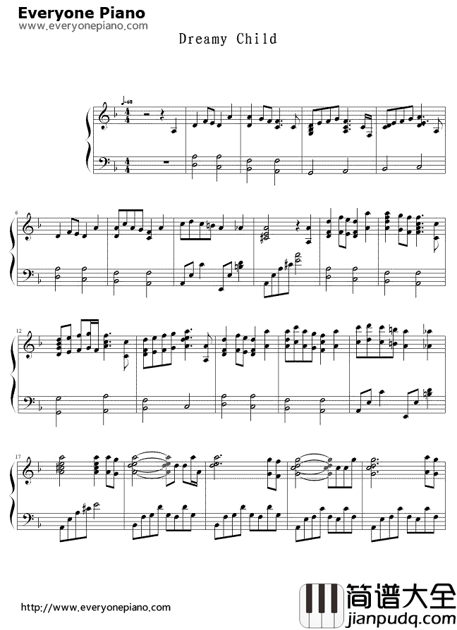 空幻的孩子钢琴谱_久石让Joe_Hisaishi_Dreamy_Child