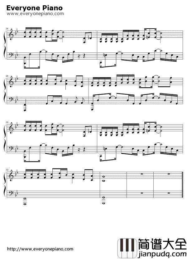 天下有情人钢琴谱_周华健/齐豫