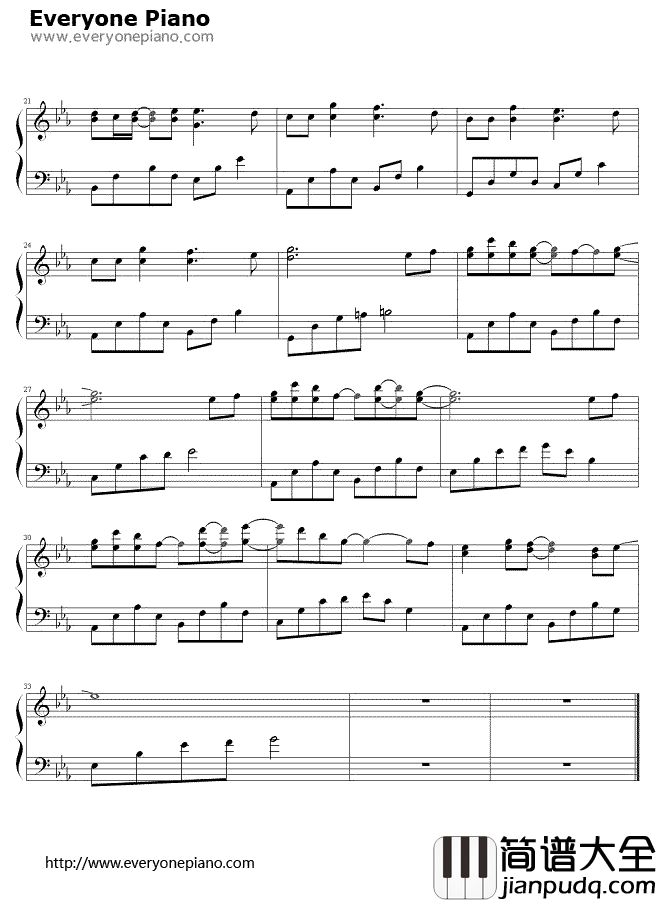 梦里花钢琴谱_张韶涵