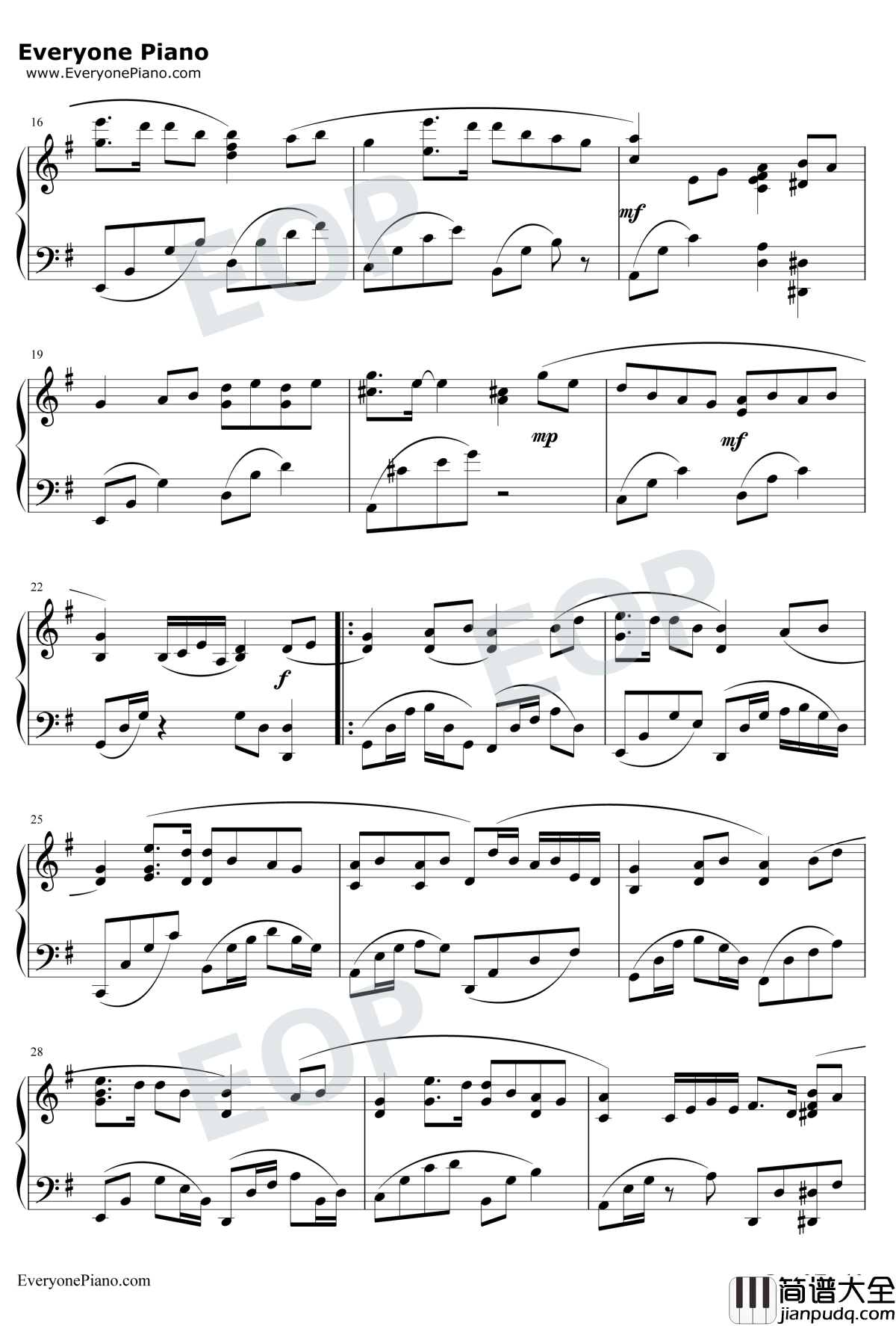 祝福钢琴谱_张学友