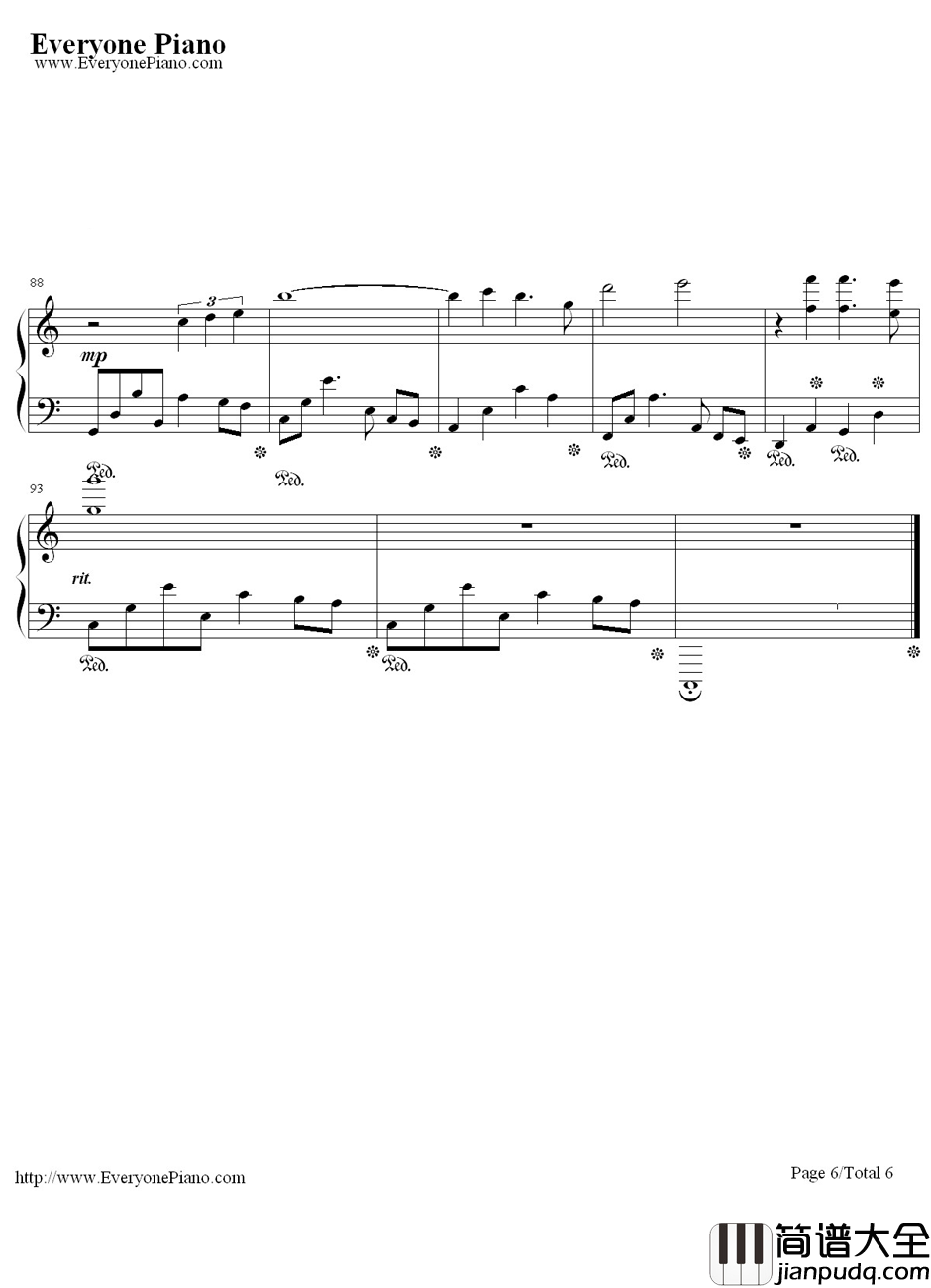 时光倒流钢琴谱_JOHNBEANY