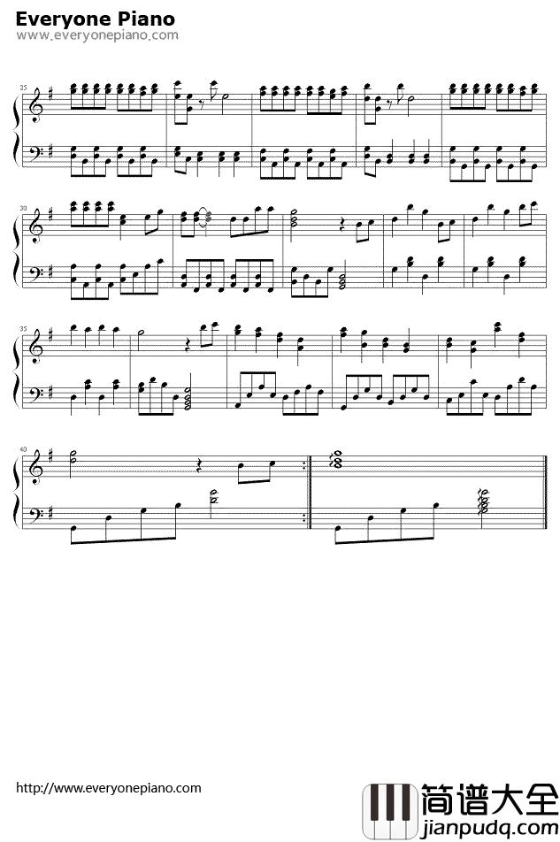 花仙子钢琴谱_堀江美都子