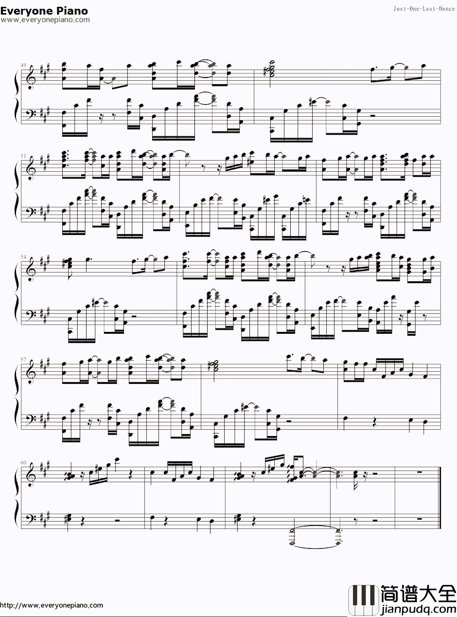 Just_One_Last_Dance钢琴谱_莎拉蔻娜Sarah_Connor