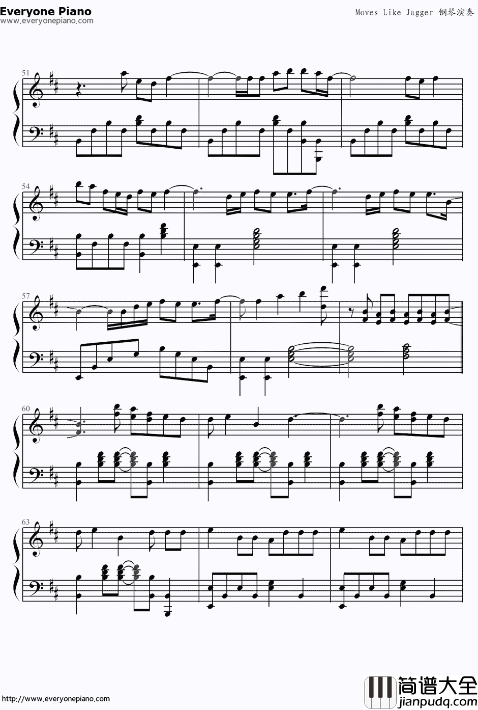Moves_Like_Jagger钢琴谱_丁少华/周礼虎_中国好声音