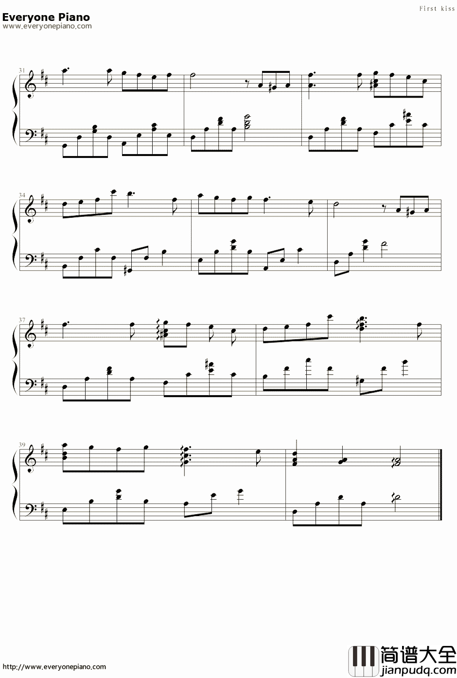 First_Kiss钢琴谱_周杰伦_不能说的秘密插曲