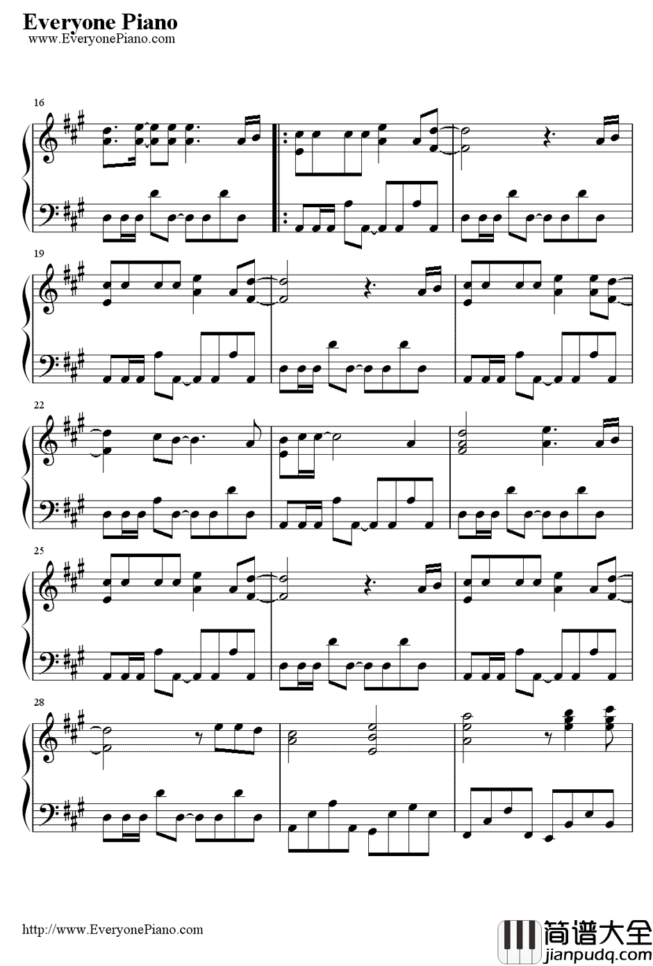 真爱钢琴谱_Fin.K.L_韩国电视剧_爱上女主播_主題曲