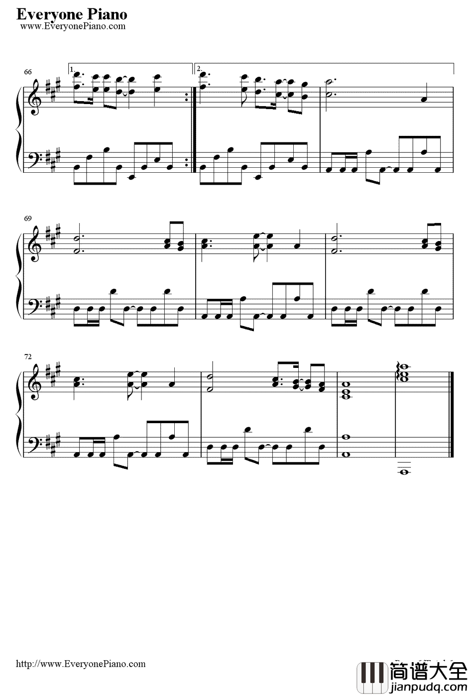 真爱钢琴谱_Fin.K.L_韩国电视剧_爱上女主播_主題曲