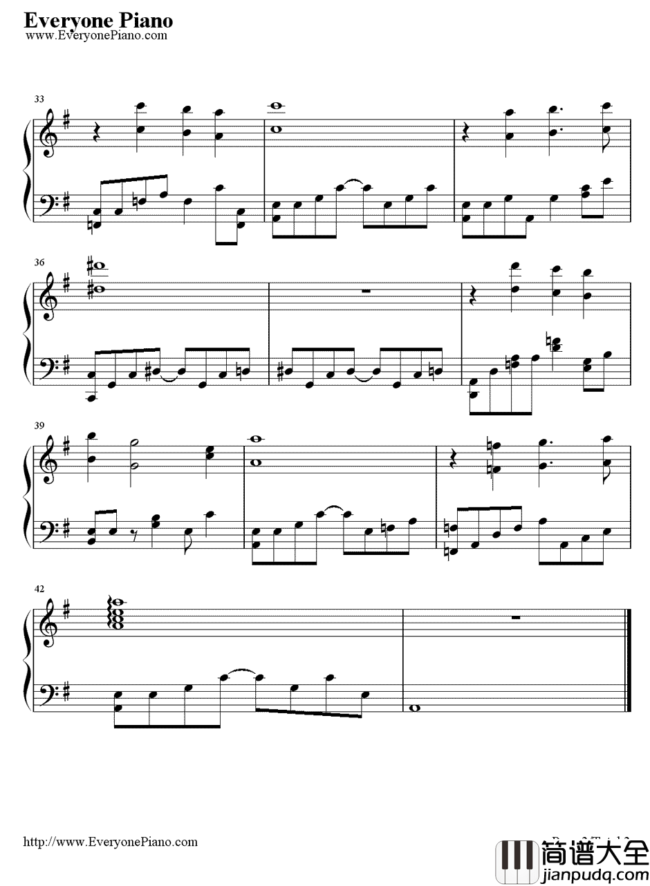 梦の中に钢琴谱_川島上叢子_圣斗士星矢最感人插曲之一