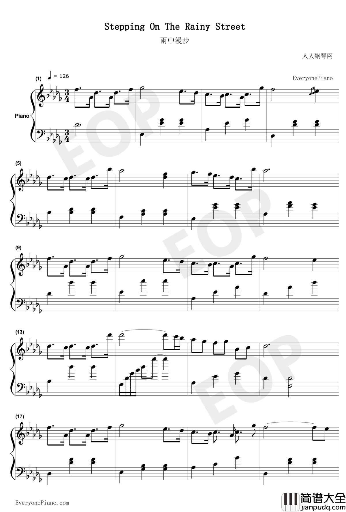 雨中漫步钢琴谱_The_Daydream