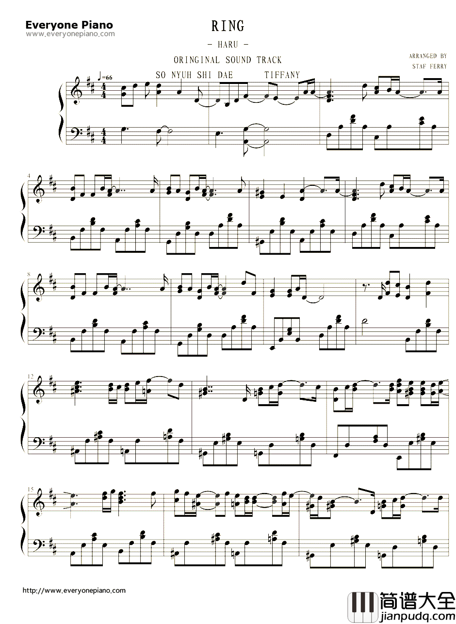 戒指(Banji)钢琴谱_Tiffany(少女时代)_韩国旅游观光短剧_一天_OSTPart.2