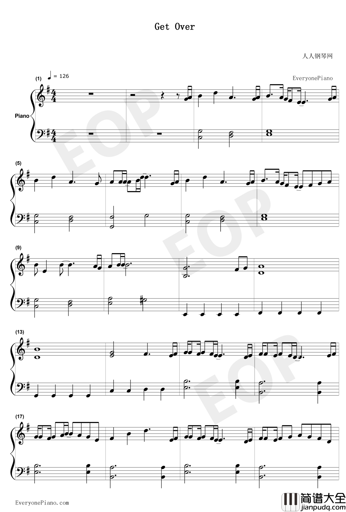 Get_Over钢琴谱_Dream_棋魂片头曲