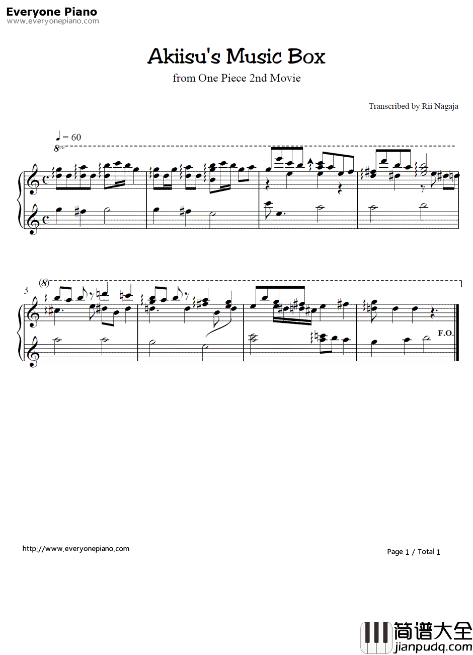 Akiisu's_Music_Box钢琴谱_ONE_PIECE__海贼王剧场版_OST