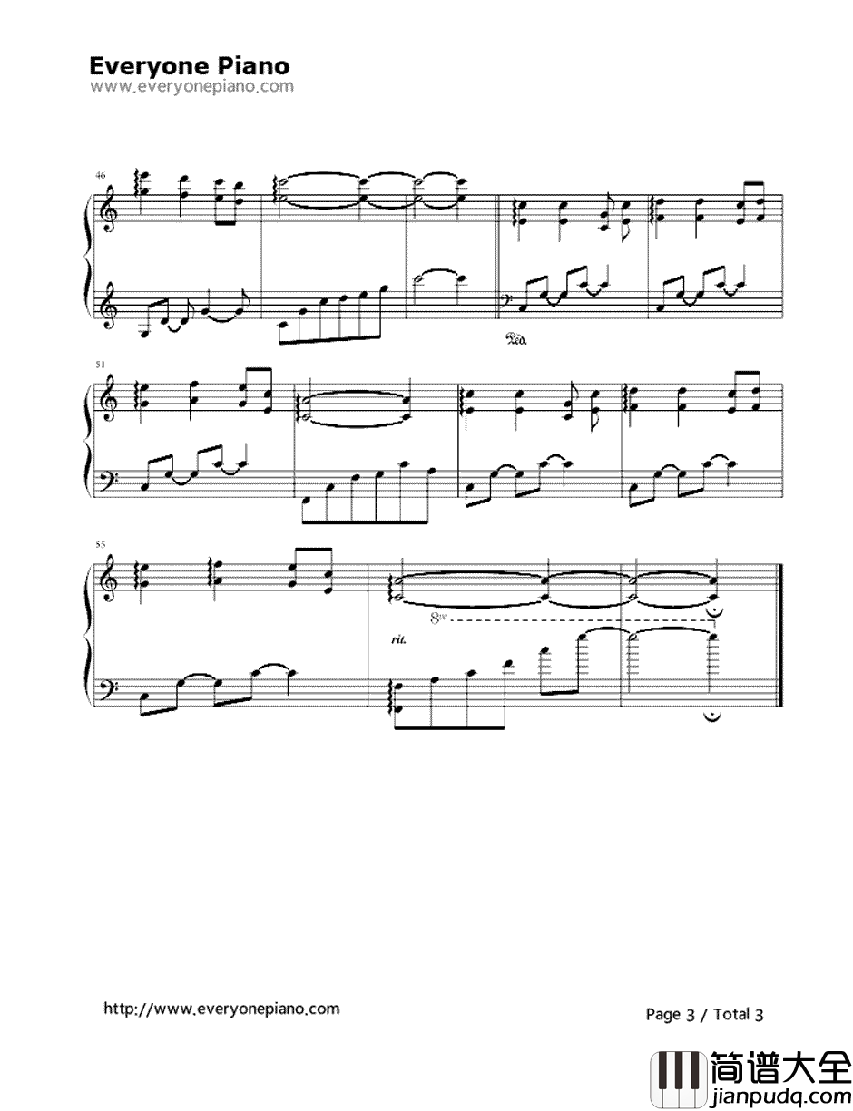 晴空钢琴谱__灌篮高手_背景插曲