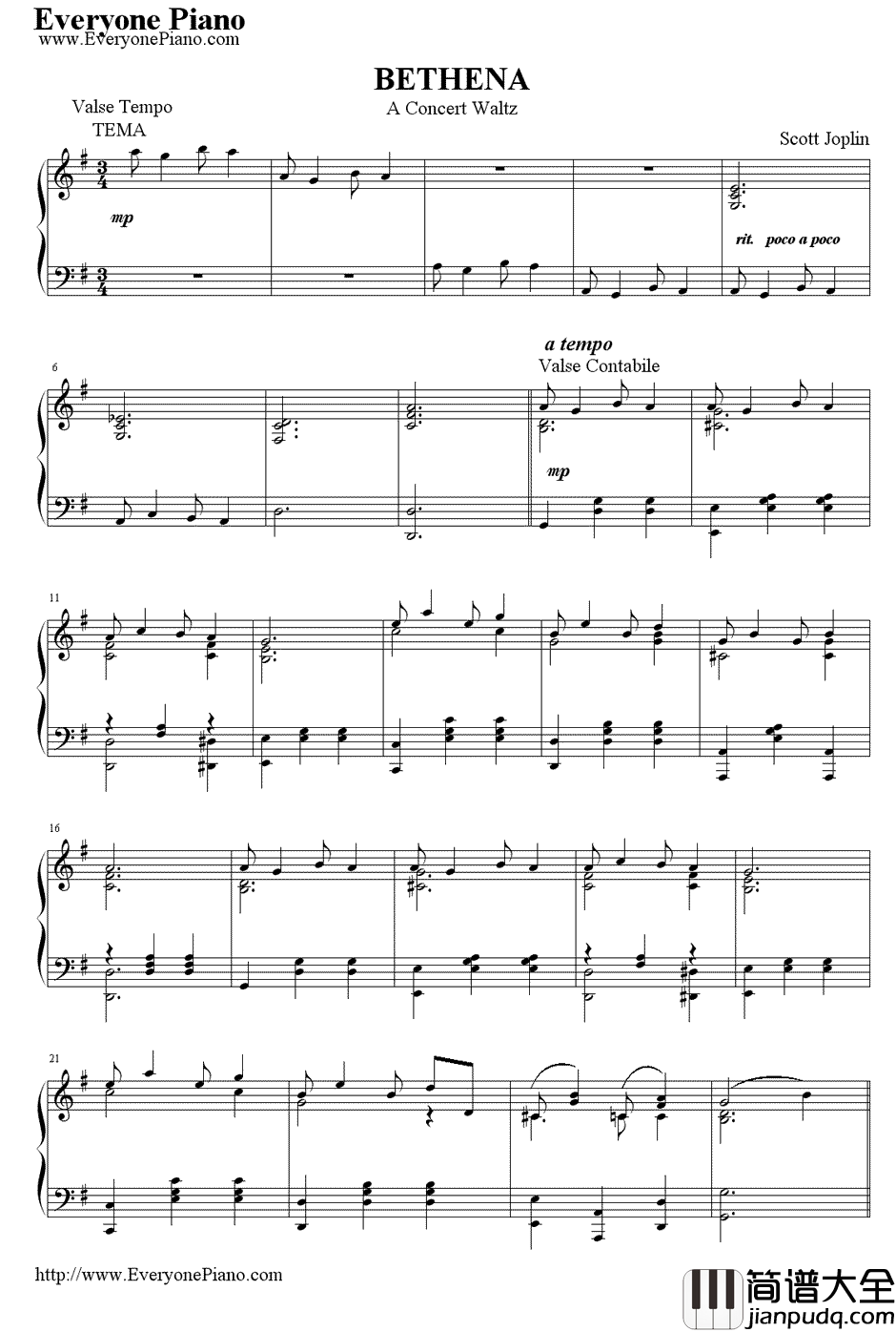 Bethena_A_Concert_Waltz钢琴谱_Scott_Joplin斯科特·乔普林