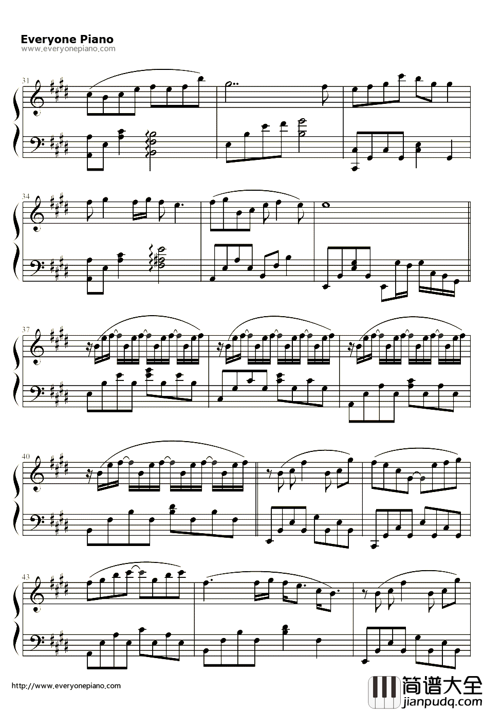 月西江钢琴谱_初音ミク