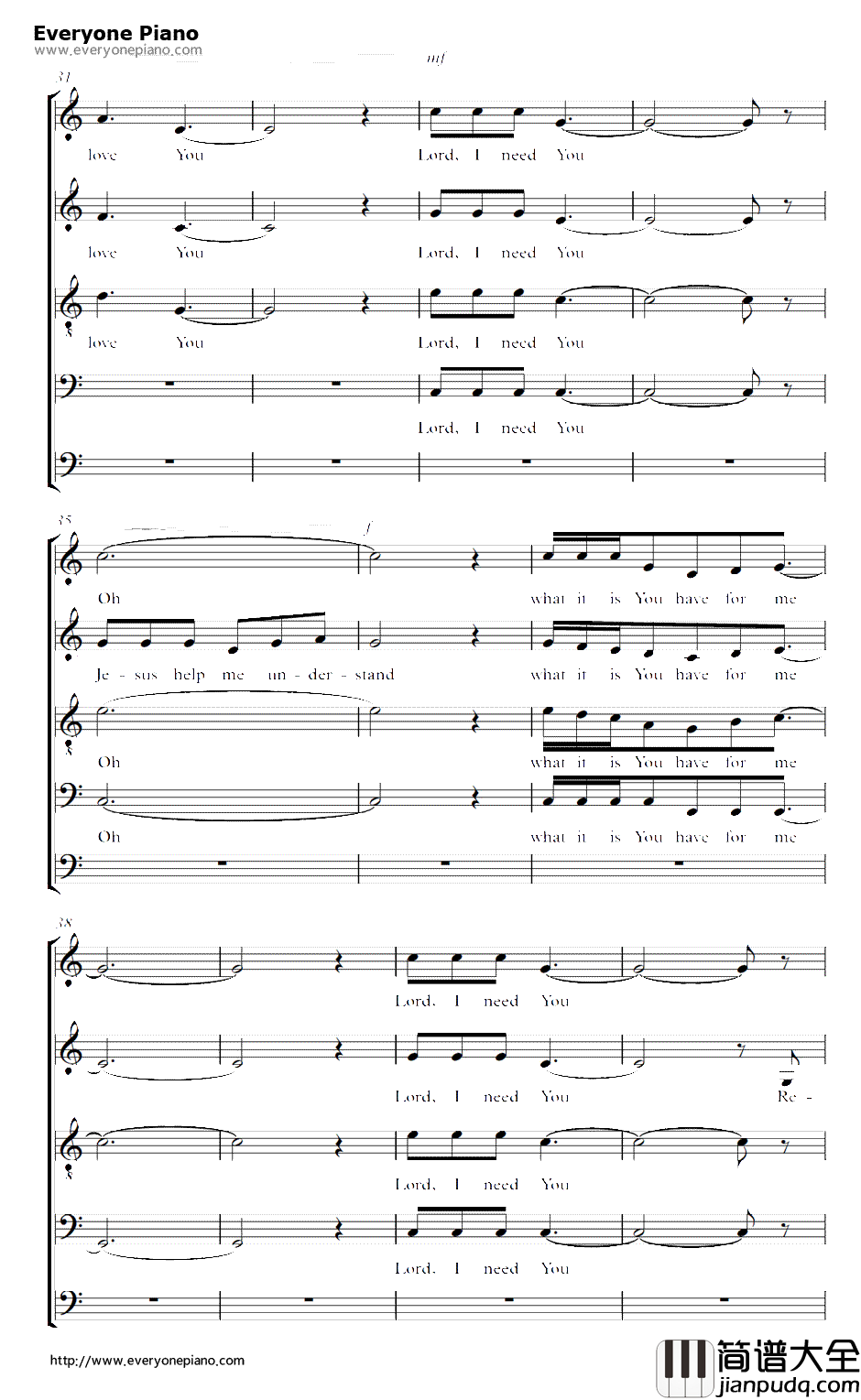 Lord_I_Need_You钢琴谱_克里斯托弗·德韦恩·汤姆林