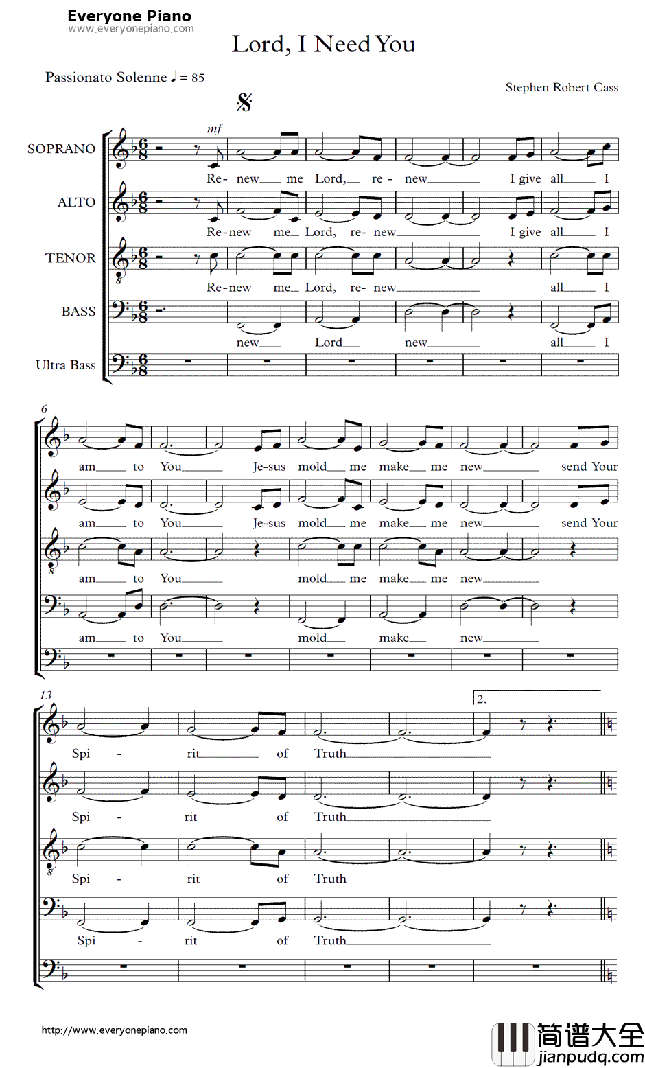 Lord_I_Need_You钢琴谱_克里斯托弗·德韦恩·汤姆林