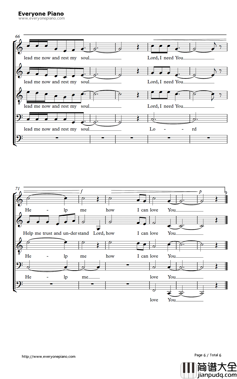 Lord_I_Need_You钢琴谱_克里斯托弗·德韦恩·汤姆林