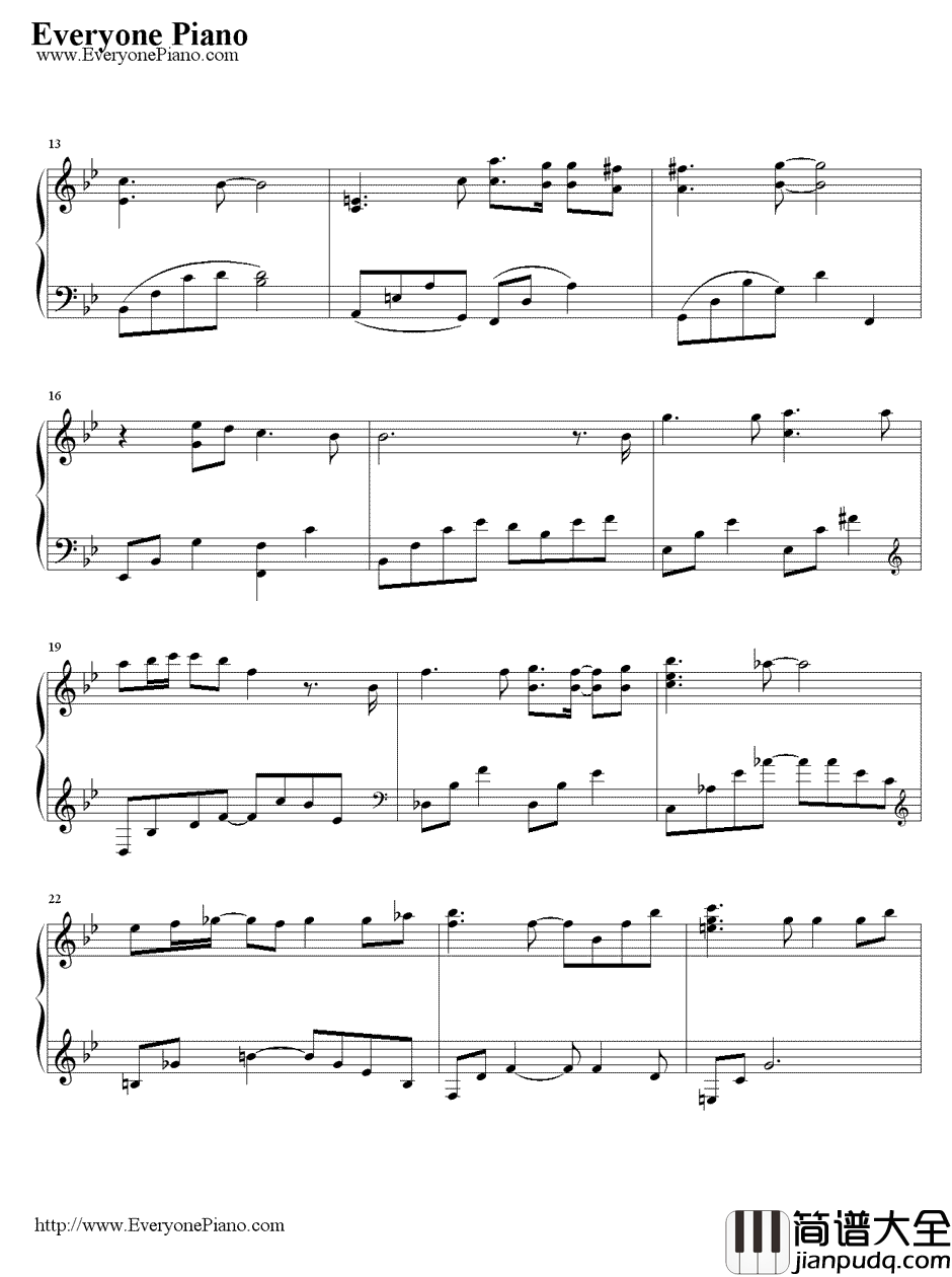 第一次钢琴谱_冬日恋歌_韩剧_冬日恋歌_插曲