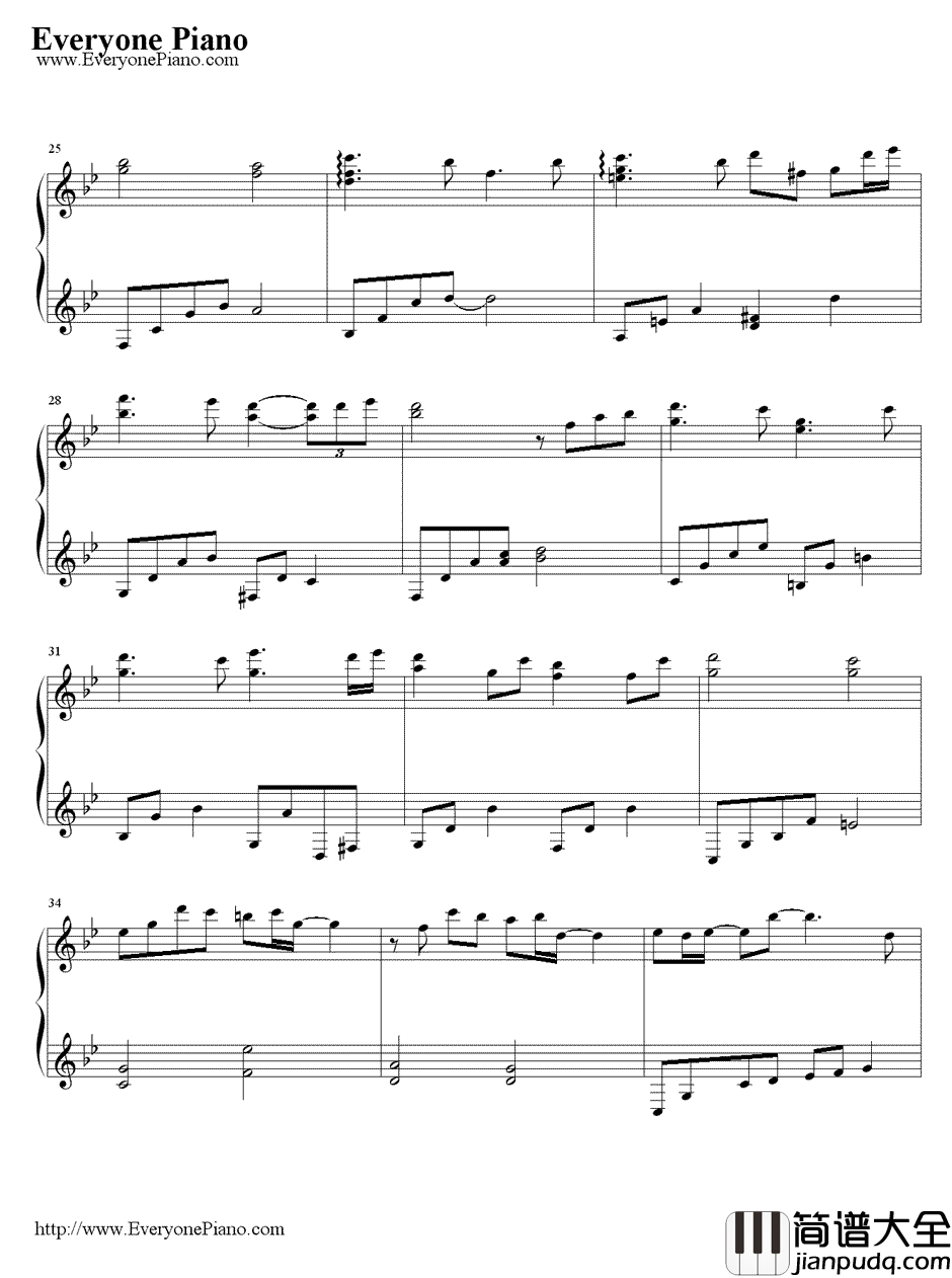 第一次钢琴谱_冬日恋歌_韩剧_冬日恋歌_插曲