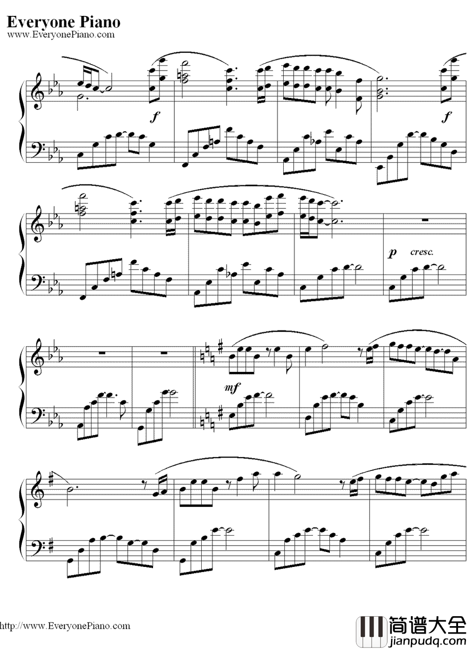 归去来钢琴谱_胡兵/希莉娜依_95版_神雕侠侣_主题曲