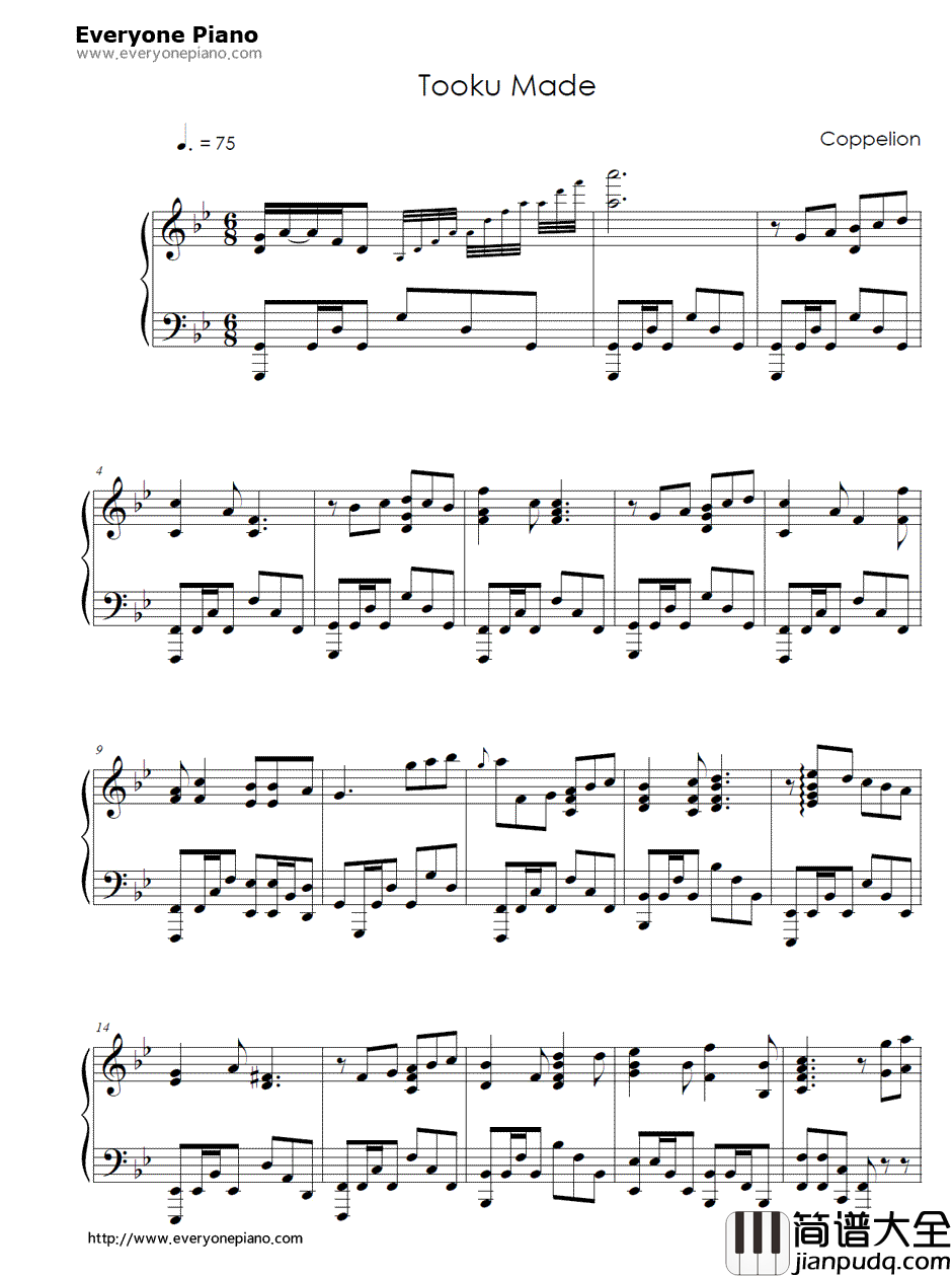 远くまで(Tooku_Made)钢琴谱_Angela