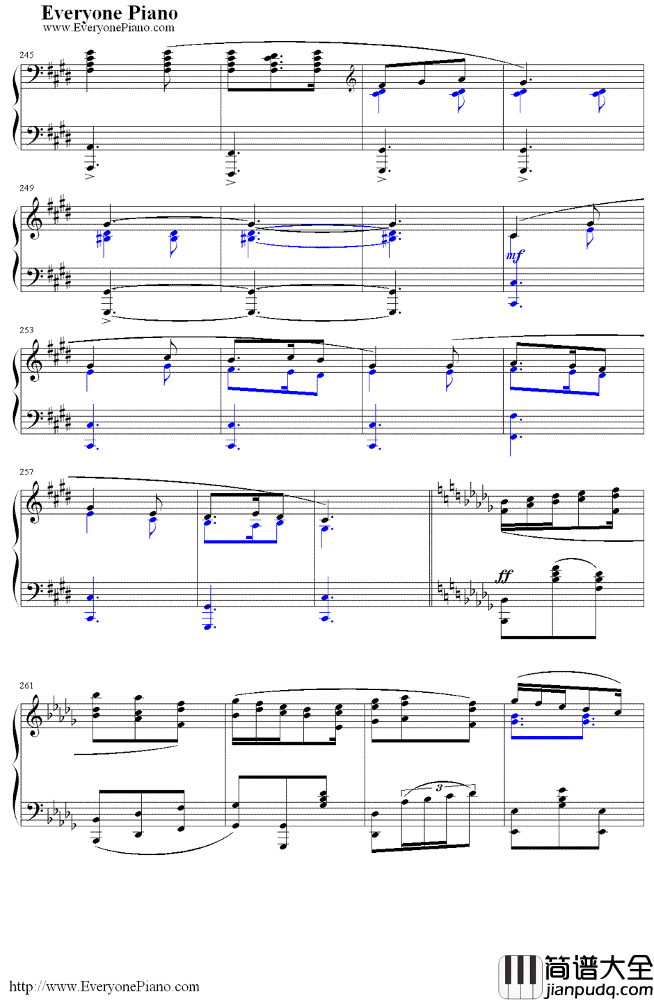 满天钢琴谱_Kalafina_Fate/Zero第19集片尾曲