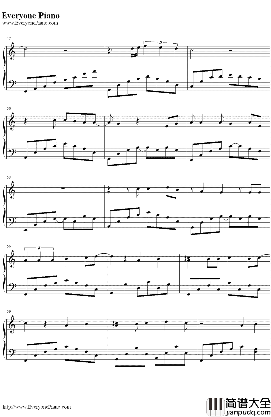 直到世界的尽头钢琴谱_织田哲郎__灌篮高手_片尾曲