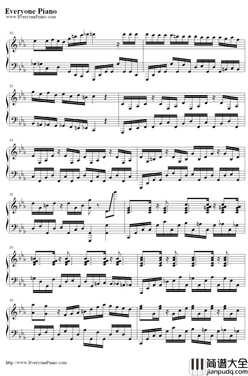 古巴鸡尾酒(Mojito)钢琴谱_马克西姆