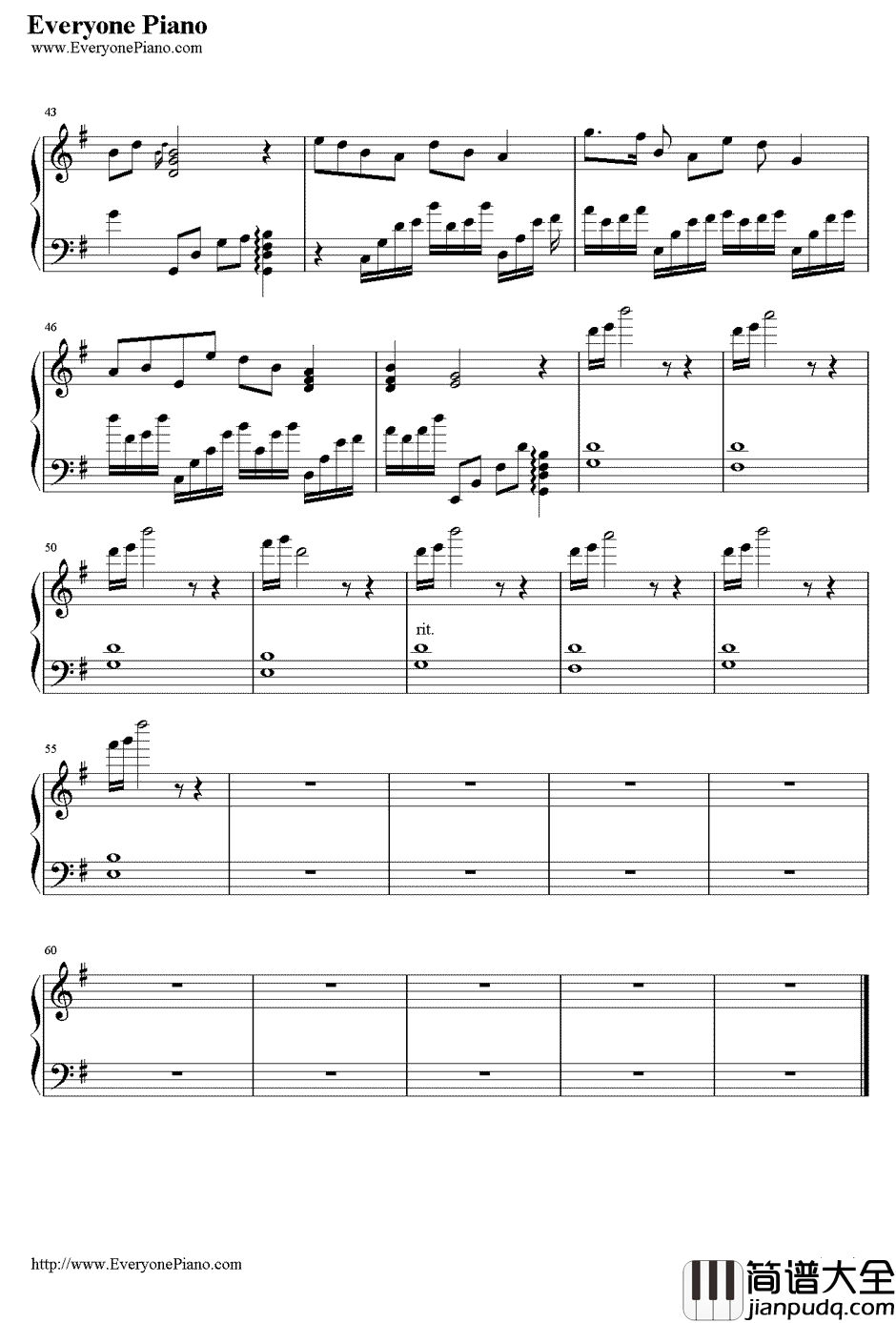 飞雪玉花_钢琴谱_秦时明月