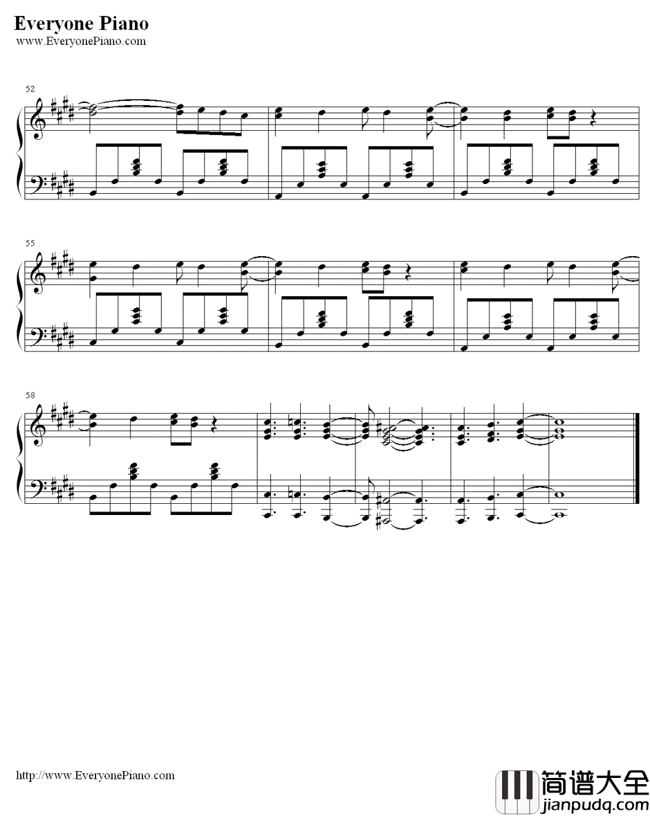 届かない恋钢琴谱_小木曾雪菜__白色相簿第二季_op