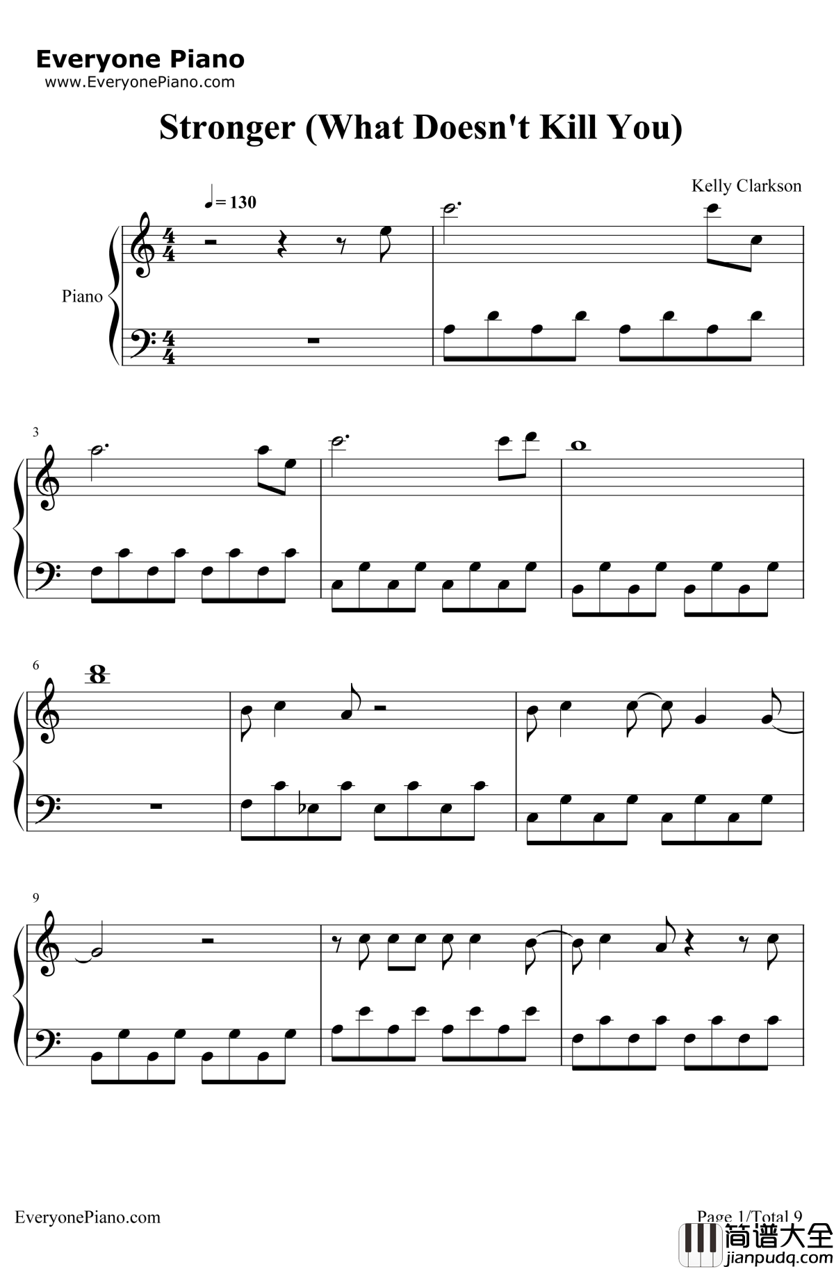 Stronger(What_Doesn't_Kill_You)钢琴谱_Kelly_Clarkson