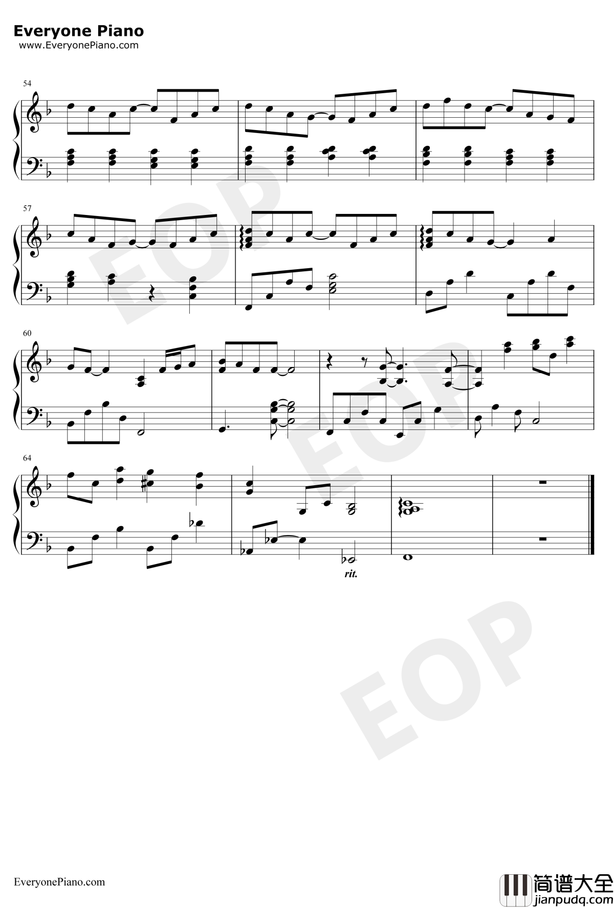 一首简单的歌钢琴谱_王力宏