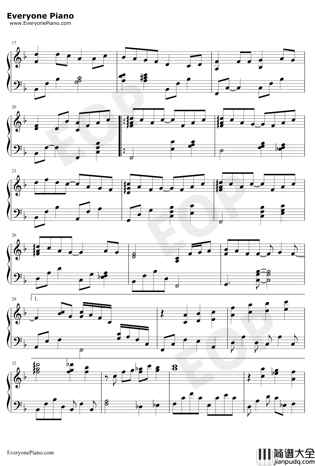 一首简单的歌钢琴谱_王力宏