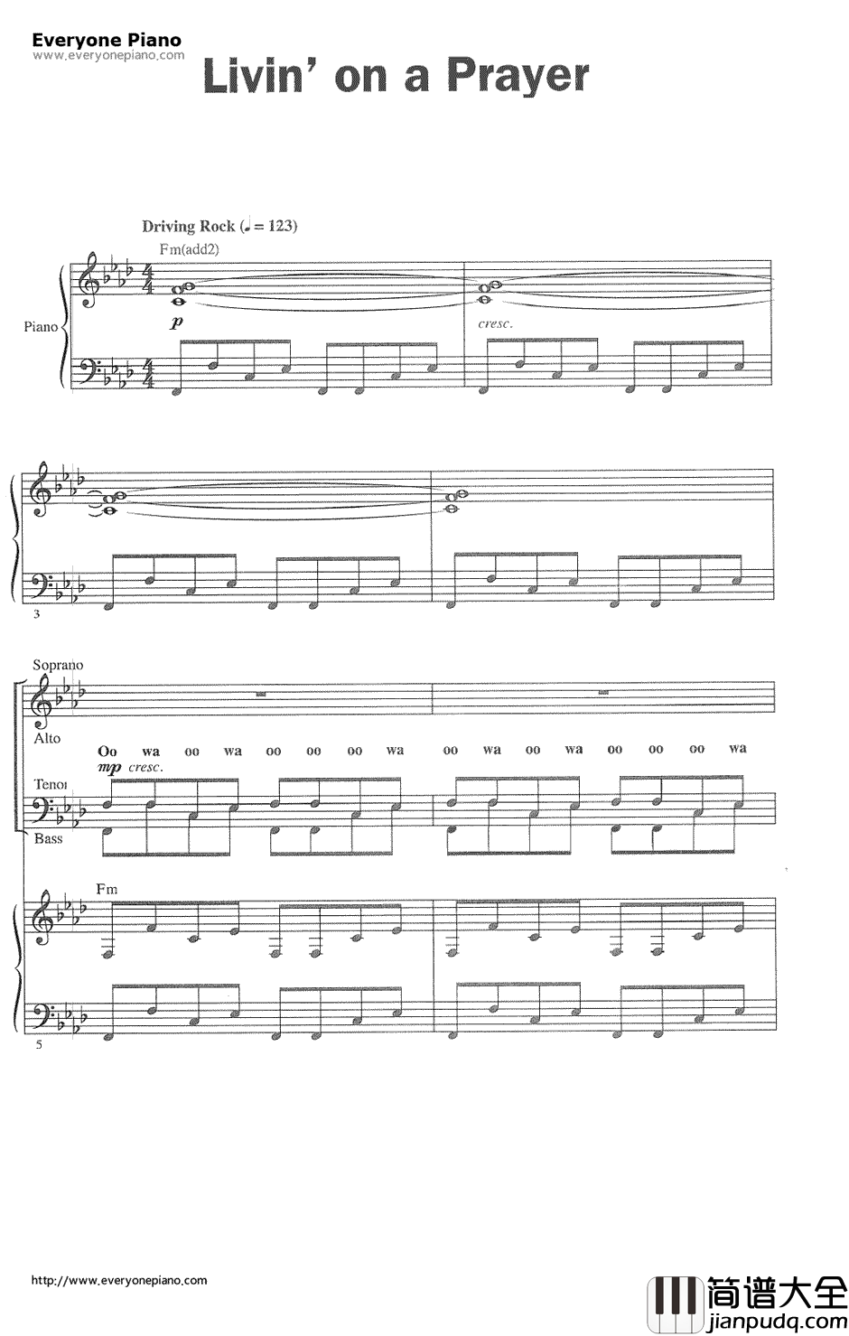Livin'_on_a_prayer钢琴谱_Bon_Jovi邦乔维