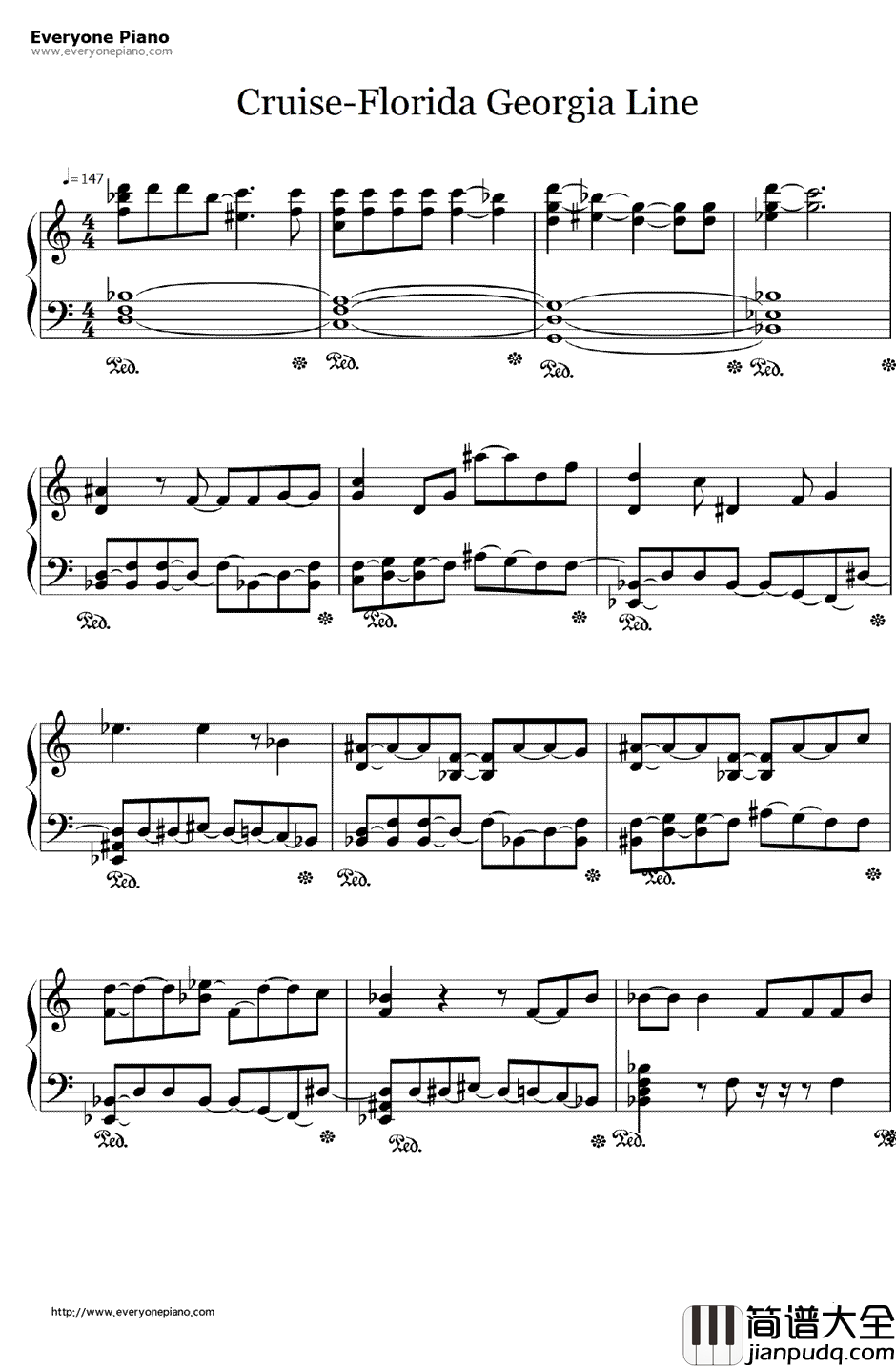 Cruise钢琴谱_Florida_Georgia_Line
