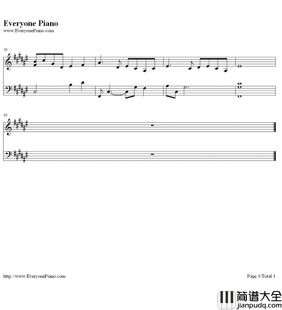 Quiet_Life钢琴谱_岩崎琢_浪客剑心_追忆篇OST