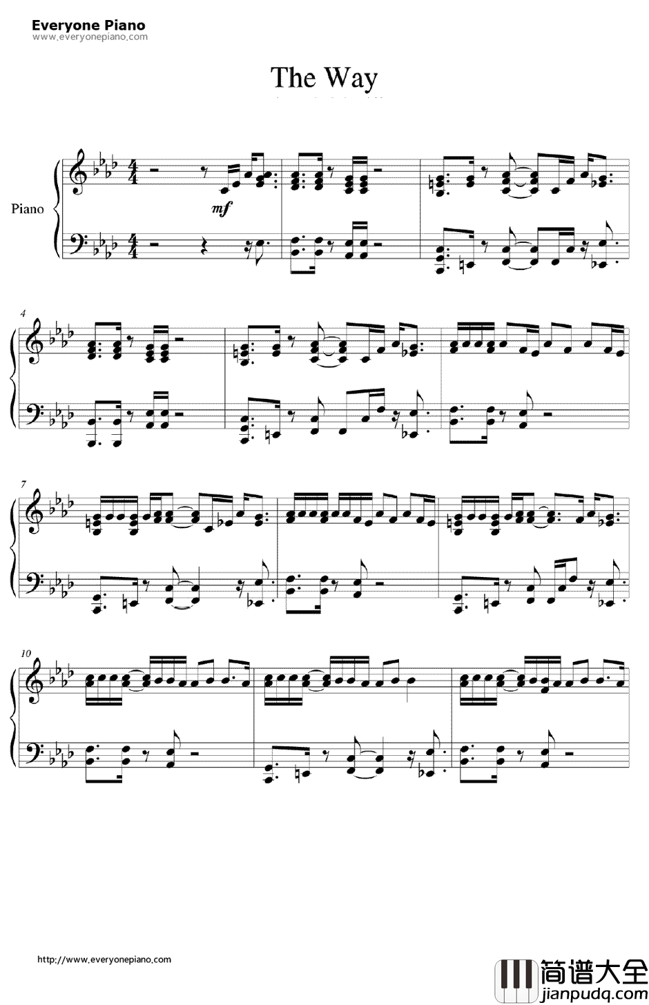The_Way钢琴谱_Ariana_Grande_&_Mac_Miller